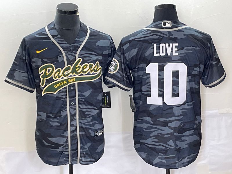 Men Green Bay Packers #10 Jordan Love Camo Co Branding Game NFL Jersey